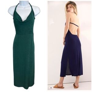 Free People Green and Navy Midi Dress